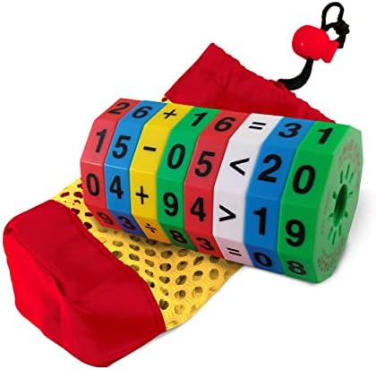 Geospace Original Math Spin Educational Travel Edition for Kids with Numbers & Arithmetic Operations- Handheld Magnetic Learning Game with 8 Magnetic Spin Wheels & Handmade Storage Pouch - Image 2