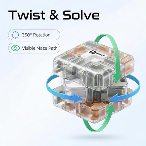 3D Maze Cube Puzzle Toy for Kids & Adults, Transparent Smart Brain Teaser Magic Cube Game, Educational STEM Fidget Toy, Stress Relief Gift for Boys Girls Ages 6-12 - Image 2