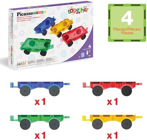 PicassoTiles Magnetic Car & Truck Base Accessory, STEM Building Toy Ages 3+ - Image 3