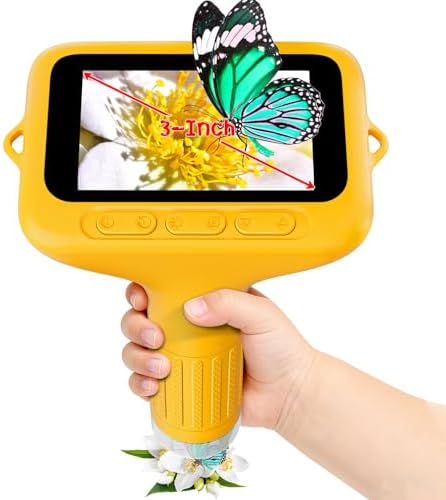 SKYBASIC Digital Microscope for Kids, 3" Screen 1000X Handheld Microscope HD Pocket Portable Microscopes Camera, Science Edu Fun Birthday Gifts Toys for Ages 4-12 Children Students Boys Girls -Yellow by HOME