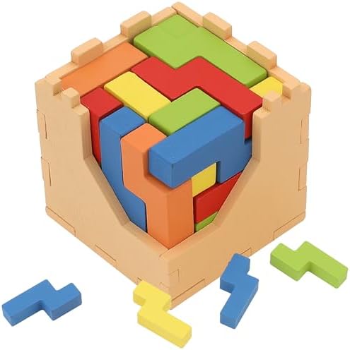 Sharp Brain Zone 3D Wooden Puzzle Cube (25N Style) | Colorful, Eco-Friendly Wooden Puzzle for Mental Stimulation, Focus, and Problem-Solving Fun | Challenging Brain Teaser for Adults and Kids by SharpBrainZone