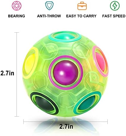 Vdealen Magic Rainbow Puzzle Ball, Fidget Ball Puzzle Brain Teaser Fidget Toy for Boys & Girls- Birthday Party Easter Valentines Christmas Stocking Stuffers for Kids Teen & Adults(Green) - Image 2