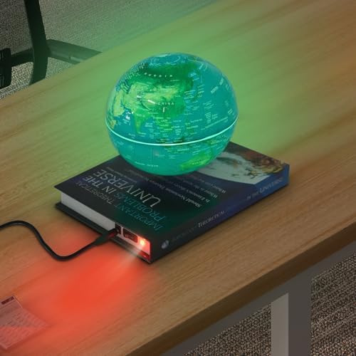 Magnetic Levitation Globe with LED Lights, 6-Inch Floating Geographic Globe, Educational World Map for Home Office Decor, Kids & Adults - Image 2