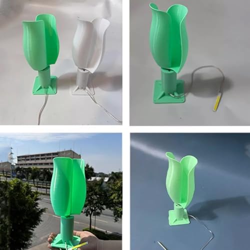 Permanent Magnet Brushless Wind Turbine Model 20W Tulip Type Vertical Wind Power Generation 1~12V Low Noise Home/Outdoor Easy Installation(2pcs(green+white)) - Image 3