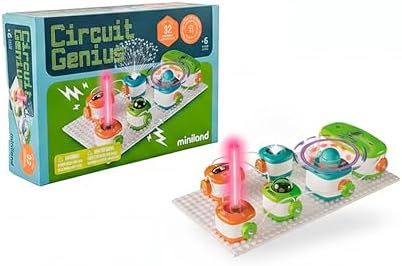 Miniland Set of 32 Electrical Experiments, Kids Games, STEM Game for Learning About Electricity in a Fun and Safe Way, Boys and Girls Ages 6 and Up, Building Toys | Circuit Genius by MinilandEducational