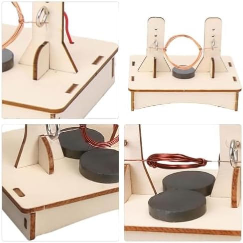 Wooden Frame DIY DC Motor Assembly Kit, Magnet Metal Coil Electromagnetic Rotation Energy Conversion Physics Lab Equipment - Image 6