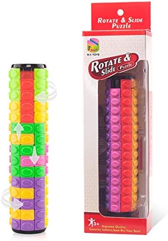 R.Y.TOYS Rotate and Slide Puzzle-Design Patent,Fidget Toys(Restore/Create)-8 Colors,15 Layers-Detach Piece for Quick Play,Brain Teaser,Sensory Toys,Stocking Stuffers,Easter Basket Stuffer Essentials by RYTOYS