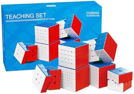 Speed Cube Set - Puzzle Cube, Magic Cube Bundle Collection Cube 2x2 3x3 4x4 5x5 6x6 7x7 Puzzle Cube Toy Gift Box for Children Adults, Pack of 6, Moyu MFJS WCA 2-7 Set (Stickerless) by GrekelyrunSpeedCubeToys