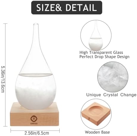 Storm Glass Weather Predictor,Christmas Snow Globe Storm Glass Barometer Weather Predictor, Home and Office Decorative Glass Bottles, - Image 6