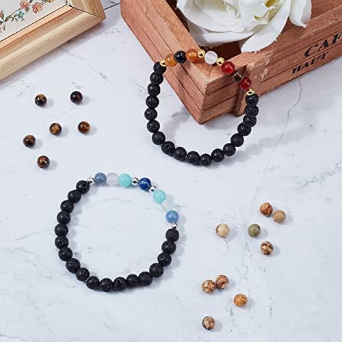 SUNNYCLUE 1 Box Solar System Planet Bead Natural Gemstone Beads 6mm Bulk Multilayer Beading Bracelet Making Kit Lava Rock Loose for Jewelry Making Universe Galaxy Sewing Scissors - Image 5