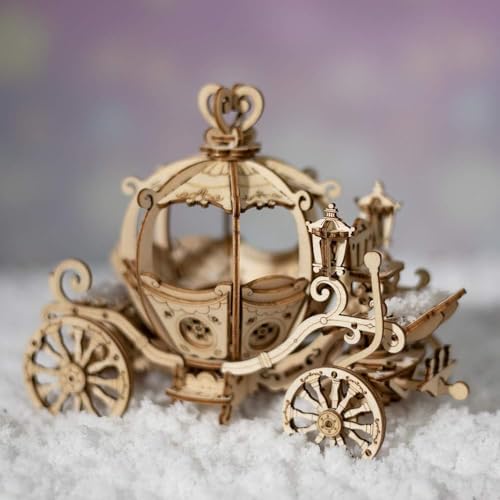 Rowood 3D Puzzles for Adults, Wooden Model Kits for Adult, DIY STEM Toy for Ages 14+ - Pumpkin Cart (182 Pieces) - Image 4
