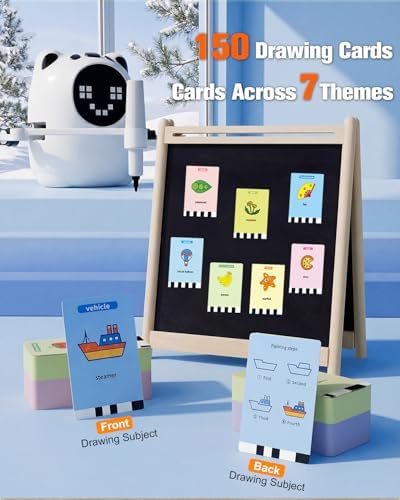 Qusases Drawing Robot for Kids, Interactive Educational Art Toy Guides Kids to Draw Step by Step, Montessori-Inspired Learning Toy with 150 Drawing Cards, Gift for Boys & Girls Ages 3–8 (White) - Image 4