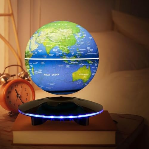 Levitating Globe Magnetic Levitation Floating Globe LED Table Lamp 6 In, Rotatable World Map Ball Spinning for Gifts & Home Desk Decor - Image 4
