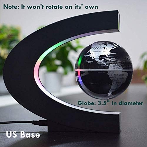 Magnetic Levitation,Petforu High Rotation C Shape Magnetic Suspension Maglev Levitation Globe with LED Lights for Learning Education Teaching Demo Home Office Desk Decoration(US Plug) - Black - Image 6