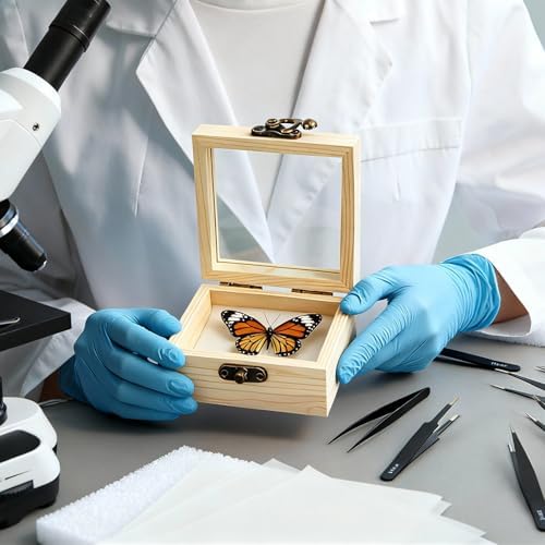 Spiareal 32 Pcs Insect Specimen Tools Kit Include 3.54 x 3.54 x 1.77 in 4 Pcs Display Case Box 3 Foam Pinning Board 3 Tubes Pins 6 Tweezers Butterfly Insect Pinning Kit Entomology Collection Supplies - Image 5