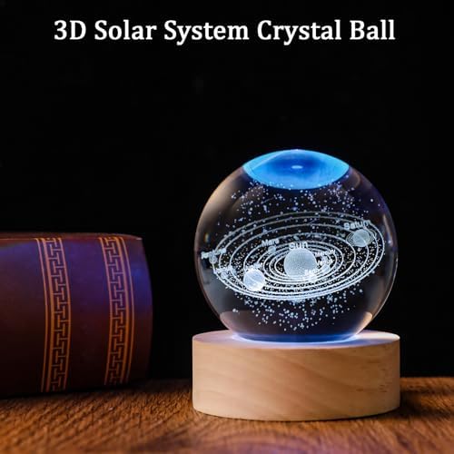 3D Solar System 60mm Crystal Ball Astronomy Universe Gifts 3D Solar System Planets Model Science Space Themed Physics Gifts Night Light lamp for Kids Men Him Science Teacher - Image 3
