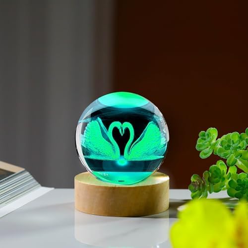 3D Swan Gifts: Crystals Ball 60mm Glass Figurines Decor Items for Anniversary, Birthday, Best Friends, Swan Lovers Keepsake Paperweight - Image 4