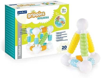 Guidecraft Grippies Builders - 20 Piece Set, Tactile STEM Soft Grip Magnetic Building Toy for Toddlers by Unknown
