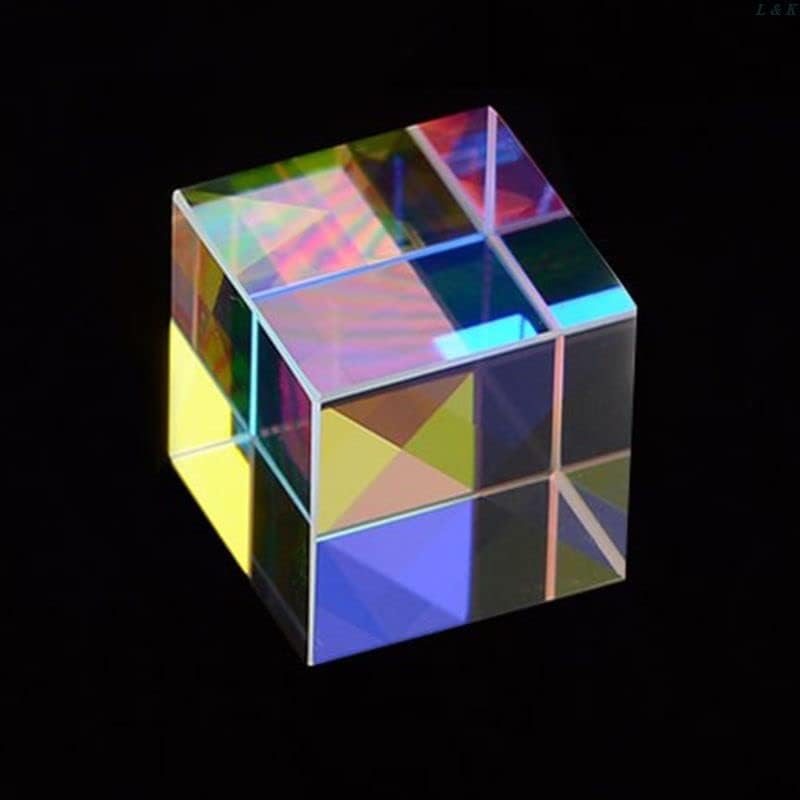 RGB X-Cube Prism, Dichroic Glass 6 Sides Bright Optical Glass Prism Cube Colorful Combiner Splitter Physics Light Spectrum Educational Model - Image 5
