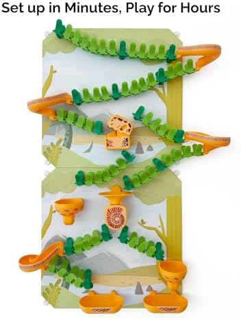 Oribel VertiPlay Magnetic Marble Run | 100 pcs STEM Toy, Dino Quest Edition | 2 Magnetic Play Boards | Wall Toy for Kids Age 5+ | Magnetic Track-Building Set | Dinosaur-Themed Stick-On Playboard - Image 3
