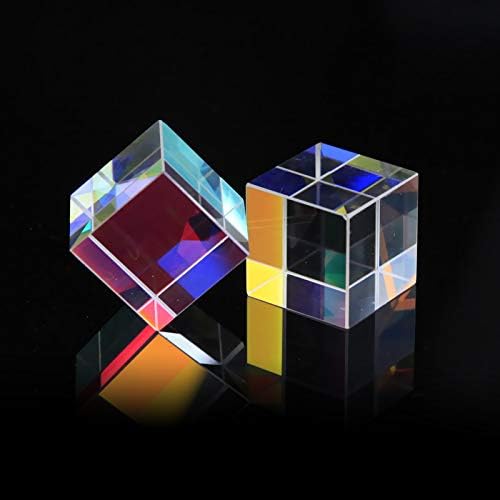 RGB Prism, Glass 6sides Bright Optical Glass Prism Cube Colorful Combiner Splitter for Physics and Decoration, 28mm - Image 3