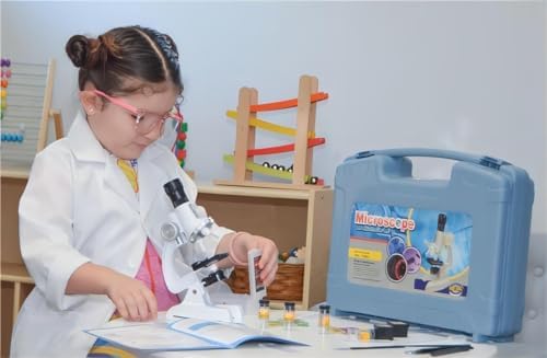 Uarzt Kids Beginner Microscope Science Kit with 100X-1200X, 13 Prepared Slides & DIY Blank Slides, 18MM HD Len, LED Light Adjustable and ABS Box, Microscope for Kids 5-7 8-12 - Image 4