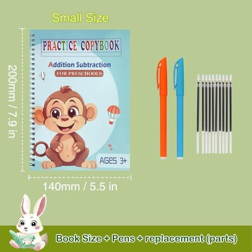 Magic Grooved Practice Copybook 5 Pack with Pens, Groove Reusable Magical Handwriting Workbooks, Tracing Letters Numbers, Math, Kindergarten Sight Words for Kids Ages 3-8 for Preschool(5books+Pens） - Image 3