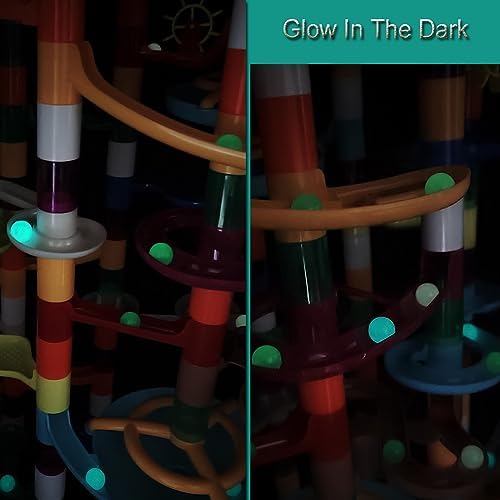 Marble Run - 200Pcs Maze Game Construction Building Toy, Race Track Set with 30pcs Glow in Dark Plastic Marbles STEAM Building Toys Gift for Kids (Marble run-200) - Image 6