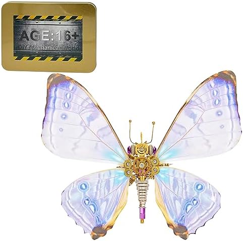 3D Metal Puzzle Steampunk Butterfly Model, DI YAssembly Mechanical Metal Morpho Sulkowskyi Model DIY Kits Gifts for Teens and Adults (150PCS+) by Unknown