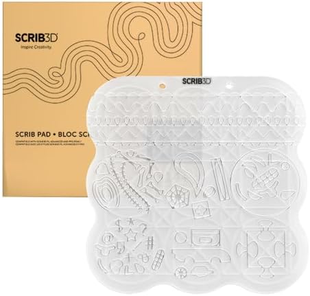 SCRIB3D Silicone 3D Pen Mat – Two-Sided Flexible Heat-Resistant Drawing Pad with Shapes & Patterns – Stencil Practice Board for Beginners & Makers – Designed to Work with All SCRIB3D Pens by SCRIB3D