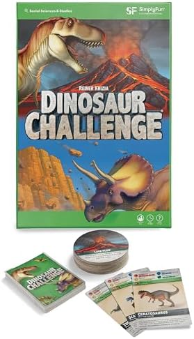 SimplyFun Dinosaur Challenge - Learn About Dinosaurs and Situational Analysis - Engaging and Educational Kids Card Game - 2 to 4 Players - Ages 7 & Up by SimplyFun