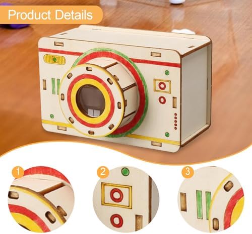 DIY Camera Model Science Kit for Students | STEM Educational Toy for Learning Optical Principles | Wooden Construction | 4.72x3.27x2.99 inch - Image 3