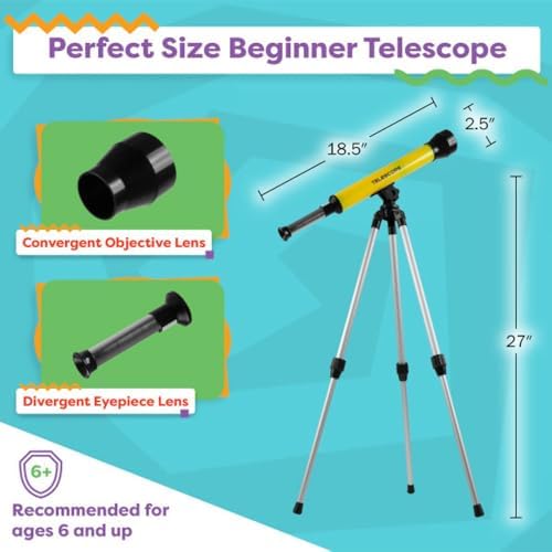 Telescope for Kids with Tripod - 40mm Beginner Optical Viewer with Adjustable Stand and 30x Magnification for Science and Astronomy by Hey Play - Image 6