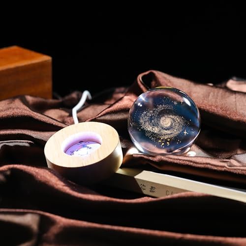 3D Galaxy Crystal Ball Night Light with Remote Upgraded 2.36 Inch Galaxy Planets Glass Ball Lamps with 16 Color LED Wooden Base for Birthday, Astronomy Space Universe Gifts for Boys Girls - Image 4