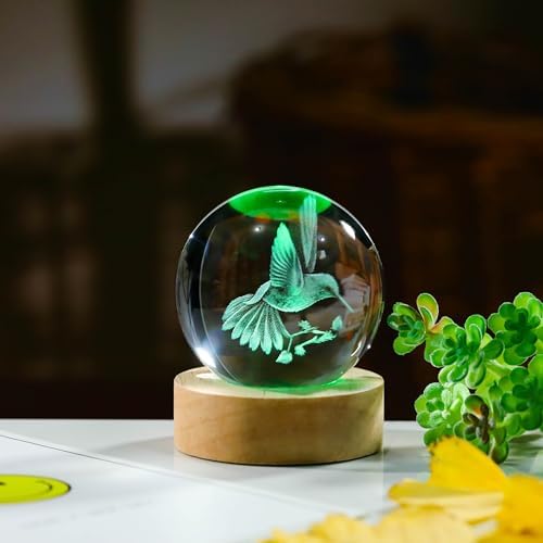 3D Hummingbird Crystal Ball 60mm - Hummingbird Figurine Glass Animal Decor for Room, Birthday, Lovers Keepsake Paperweight - Image 5