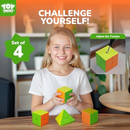 STEAM Life Speed Cube Set 4 Pack Magic Cube | Includes Speed Cubes 3x3, 2x2 Speed Cube, 4x4, Pyramid Cube, Smoothly Puzzle Cube Bundle Magic Cubes Collection for Kids & Adults - Image 2