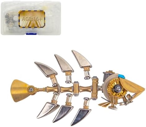 3D Metal Puzzle, Steampunk Bony Fish Model, Puzzle DIY Craft Kit, Gifts for Teens and Adults (100+PCS) by MindXplore