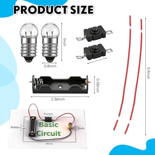 Fumete 24 Sets Electric Circuit Kit Basic Circuits Light Bulb Science - Image 2
