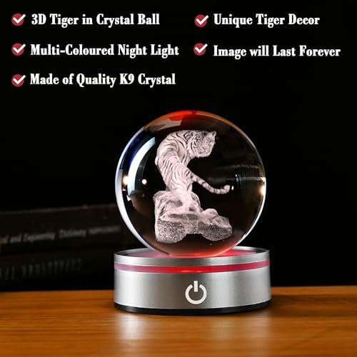 IFOLAINA Tiger Lovers Gifts for Men Women 3D Crystal Ball - Image 2