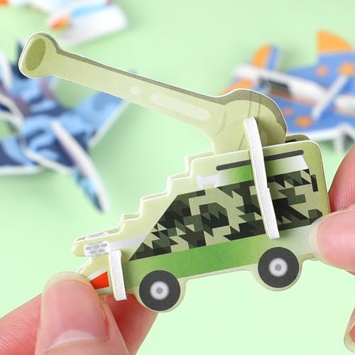 CCINEE 25 Pcs Educational 3D Cartoon Puzzles for Kids,3D Aircraft Learning Educational Paper Puzzle Game for DIY Crafts Gifts - Image 3