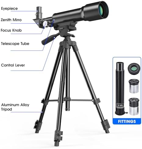 Telescope for Kids 50mm Aperture 360mm AZ Astronomical Portable Telescope for Adults Beginners with Upgraded Tripod White - Image 3