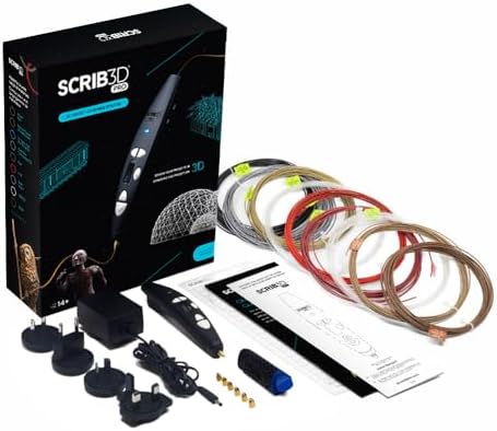 SCRIB3D PRO 3D Printing Pen Set, Design and Prototyping Tool for Creative Professionals, Includes Speciality Plastic Materials, Interchangeable Nozzle Set and DoodlePad by SCRIB3D