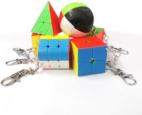 SUN-WAY Speed Cube Set of 2x2 3x3 Cylinder Trihedron Pyramid and Magic Ball Cubes Magic Cube Set Brain Teasers for Kids and Adults Stickerless Keychain Mini Cube Bundle with Gift Box (6 Pack) by SUN-WAY