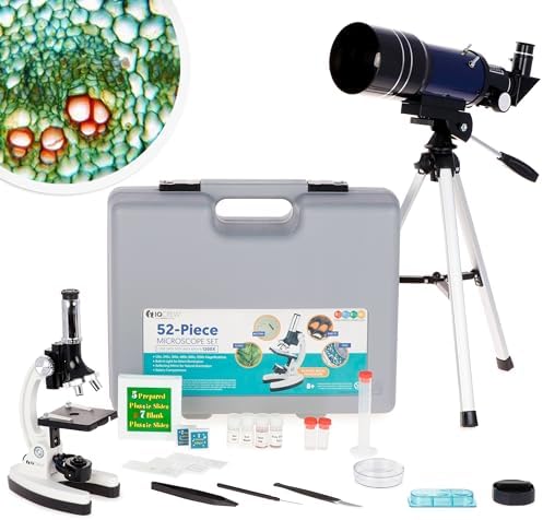 AmScope M30-ABS-KT2-W-TKVB1 1200X White Metal Arm Starter Microscope Kit by AmScope