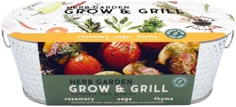Buzzy Seeds Grow & Grill Herb Kit, Metal Windowsill Planter, Rosemary Sage by BUZZY