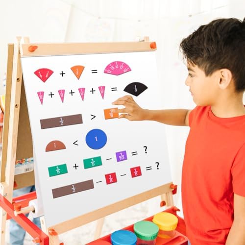 abcxgood Magnetic Fraction Tiles & Fraction Circles Activity Set Montessori Magnetic Book Fraction Puzzle for Children Math Manipulatives for Elementary School Students Homeschool Supplies Grade - Image 6