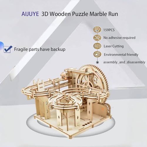 3D Wooden Puzzles for Adults Marble Run Kit - 159pc 4 Steel Marbles Build Mechanical Maze Model STEM Toys for Teens Adults, 4hr Challenge, No Glue Needed & Desk Kinetic Art, Ages 14+ - Image 3