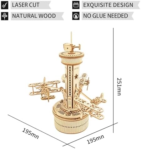 ROKR 3D Wooden Puzzle Mechanical Music Box,DIY Aircraft Model Kits to Build,Best Toy Gift for Teens,Adults on Birthday,Decoration for Room - Image 4