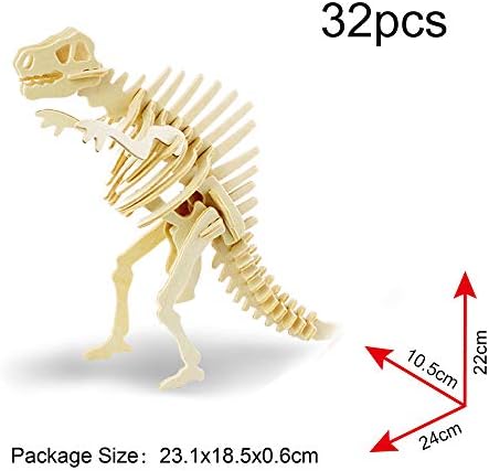 Georgie Porgy 3D Wooden Puzzles DIY Models Kits for Kids Dinosaur Airplane Woodcraft Construction Toys Pack of 6 (T-Rex Triceratops Spinosaurus Parasaurolophus Apatosaurus Stegosaurus) - Image 5