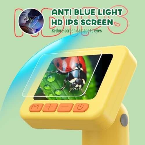 IMICHI Microscope for Kids 50X-1000X 2 inch IPS HD Screen, 32GB Storage Card, 1080P Video, 2-Hour Battery Life, Easy Carry, Slides Included - Perfect Science Kit Gift for Kids Ages 8-12 Yellow - Image 5
